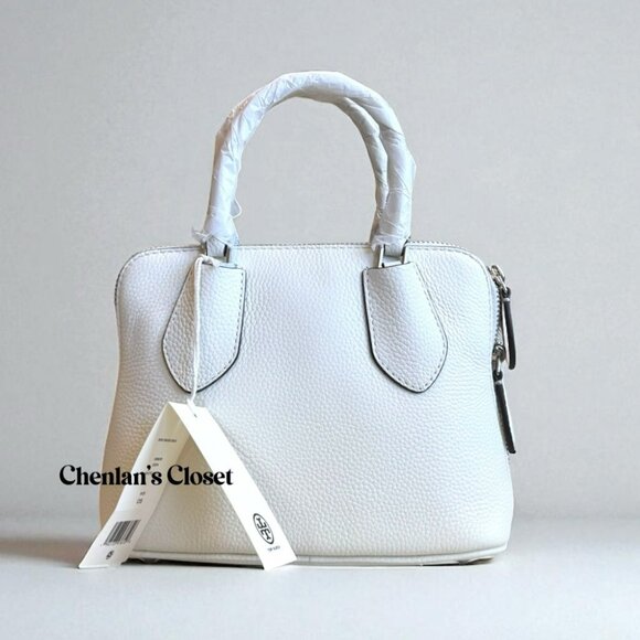 Tory Burch Mini Swing Satchel Leather White with Silver Hardware - Picture 7 of 13